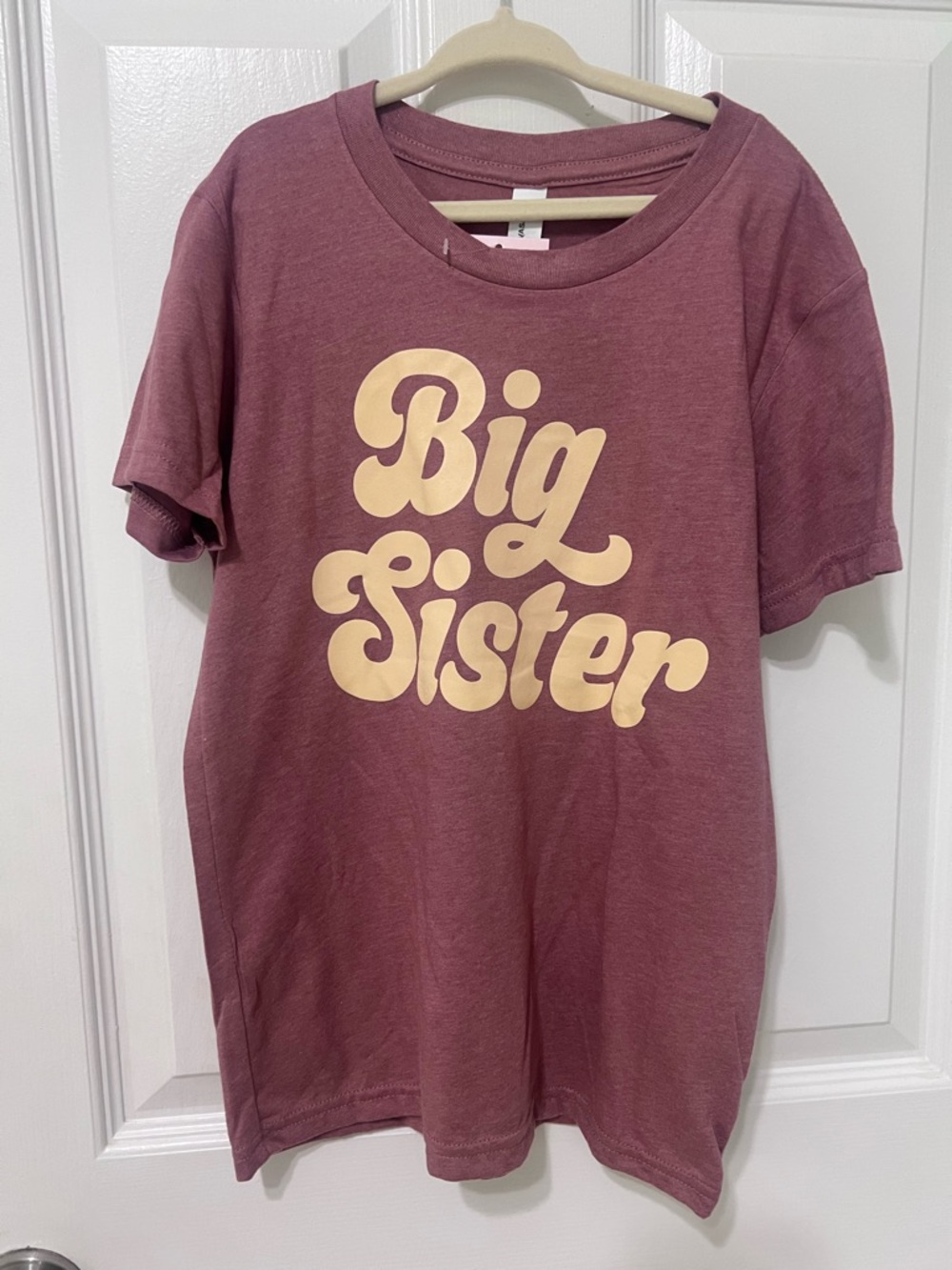 Big Sister Kids T-Shirt in Mauve with Peach Print NWT